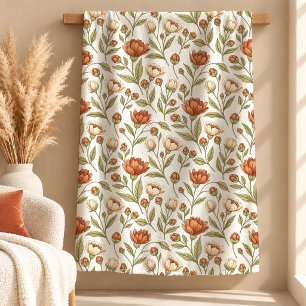 Sherpa Cobertor Floral Terracota Rústico Boho Sonhador