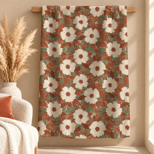 Sherpa Cobertor Flores Verde Empoeirado Boho Chic