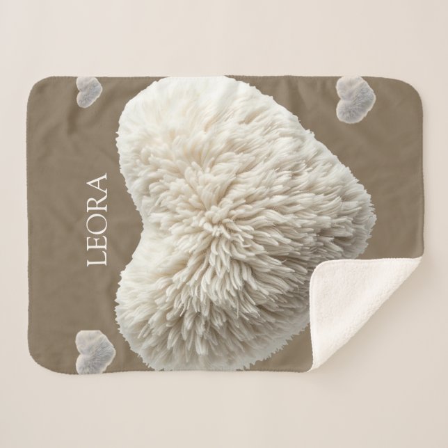 Sherpa Cobertor Fluffy Heart com Nome Personalizável (Frente (Horizontal))