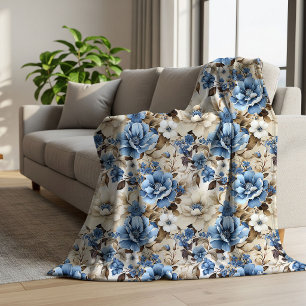 Sherpa Cobertor Macio de Lançar com Floral Sofisticado em