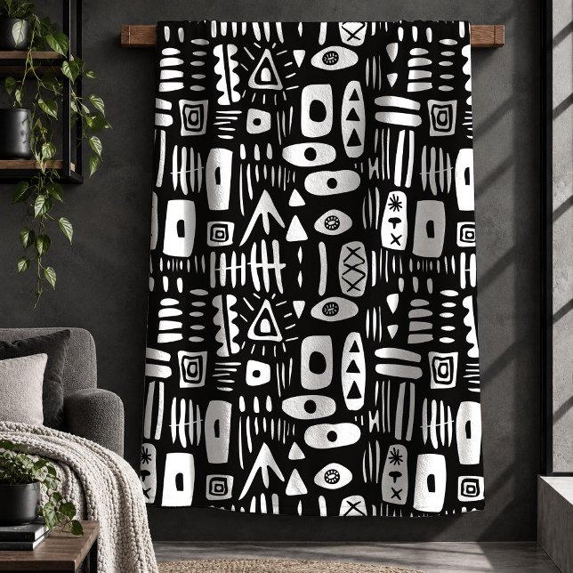 Sherpa Cobertor Monocromático de Formas Abstratas Chic Mo (Modern Chic Abstract Shapes Monochrome Blanket)