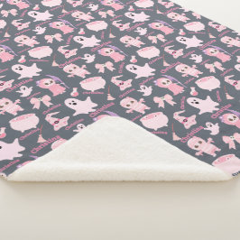 Sherpa Cobertor Nome Rosa Fofo Halloween