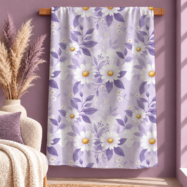 Sherpa Cobertor Pastel Sofisticado Belo Branco Margarida (Sophisticated Beautiful White Daisy Pastel Blanket Art)