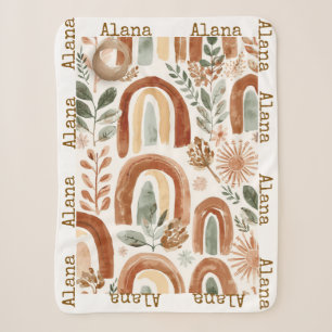 Sherpa Cobertor Personalizado Arco-íris Boho 