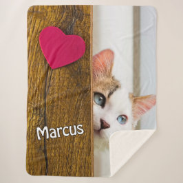 Sherpa Cobertor Personalizado com Foto de Gato e Nome do 