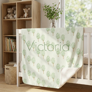 Sherpa Cobertor Personalizado de Árvores em Aquarela para