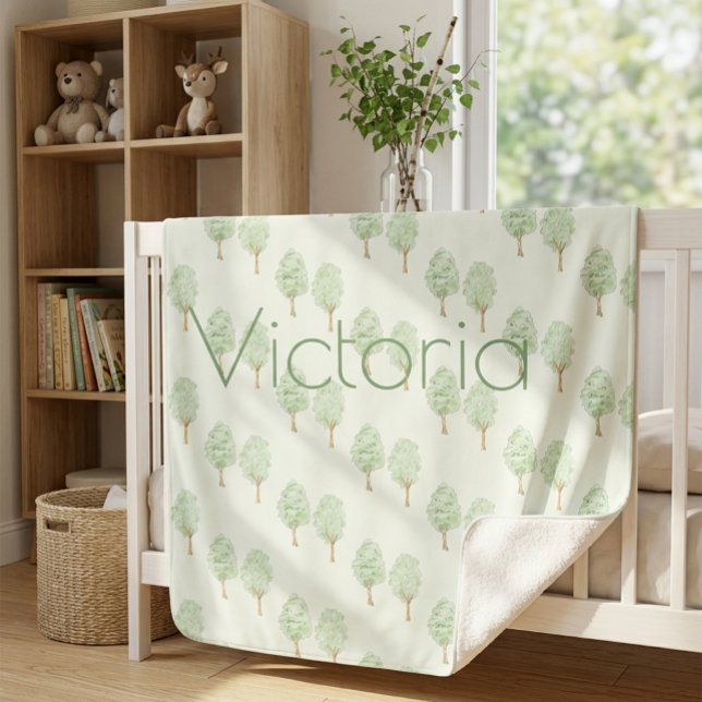 Sherpa Cobertor Personalizado de Árvores em Aquarela para (Criador carregado)