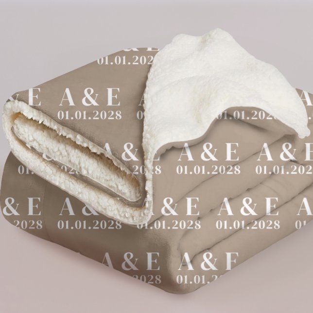 Sherpa Cobertor Personalizado de Casamento para Casal, No (Personalized wedding sherpa blanket gift for bride, Custom light brown blanket gift for groom, )