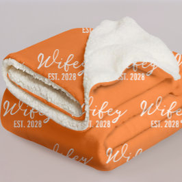 Sherpa Cobertor Personalizado Laranja Mr & Mrs Presente p