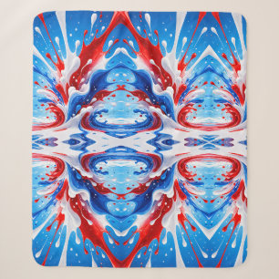 Sherpa Cobertor Red White e Blue Splash