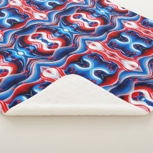 Sherpa Cobertor Redemoinho Vermelho Branco e Azul