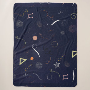 Sherpa Cobertor Sharpa Navy Blue Starry Night Doodle
