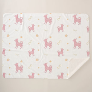 Sherpa Cobertor silhueta de chihuahua rosa Pastel Minimal