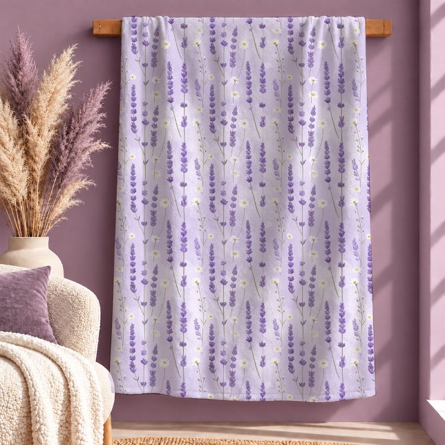 Sherpa Cobertor Sofisticado Sonhador Branco Daisy Lavanda (Sophisticated Dreamy White Daisy Lavender Blanket Art)