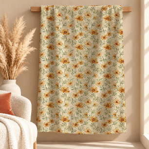 Sherpa Cobertor Vibrante Boho Rust Terracota Flores Sábia