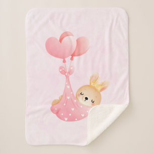 Sherpa Coelhinho Bonito num cobertor do Coração