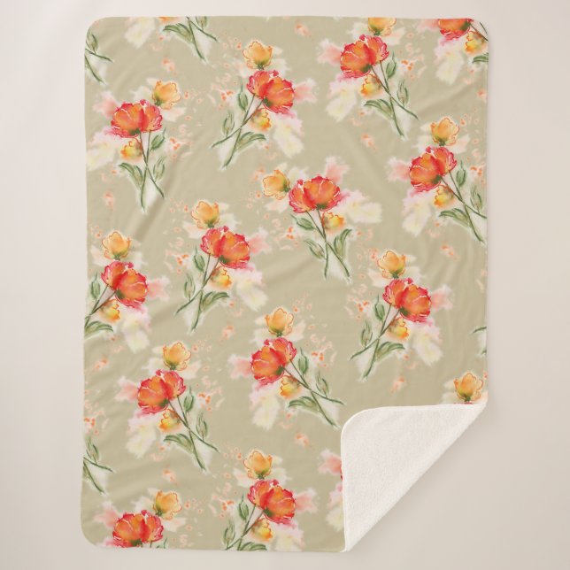 Sherpa design de flor de aquarela bonito no cobertor sher (Frente)