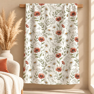 Sherpa Deslumbrante Decoração de Cobertor Floral Boho Rus