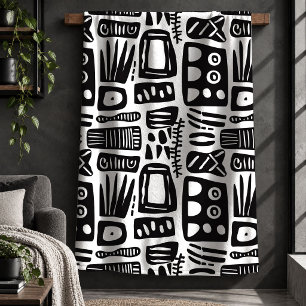Sherpa Elegante Cobertor de Arte Minimalista Preto e Bran