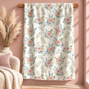 Sherpa Flores Silvestres Serenas Azul Pastel Cobertor Aco