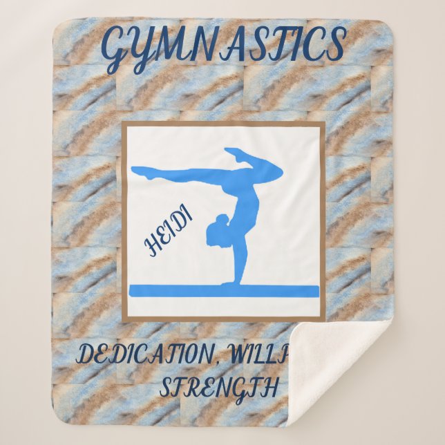 Sherpa Gymnast da ginástica no cobertor de sherpa. (Frente)