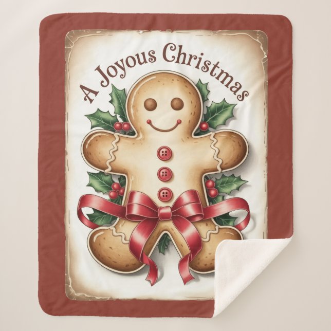 Sherpa Homem de Biscoito – Presente de Cobertor de Natal  (Frente)