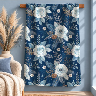 Sherpa Lindo Cobertor de Flores Azul Pastel de Inverno