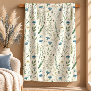 Sherpa Lindo Cobertor Floral Azul Poeirento Sage Verde Pr