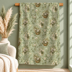 Sherpa Lindo Design de Cobertor Vintage Verde Pastel com