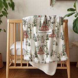 Sherpa Na Cabana | Cobertor de Natal com Nome da Família