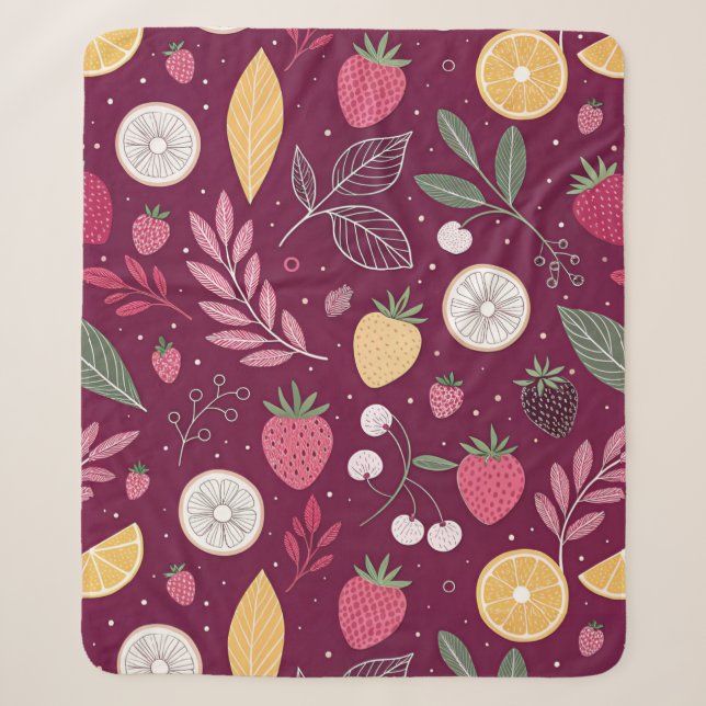 Sherpa Suavidade Botânica de Frutas – Cobertor de Fleece  (Frente)