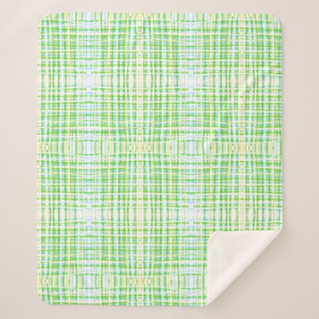 Sherpa Um cobertor com uma Xadrez azul e verde (Frente)