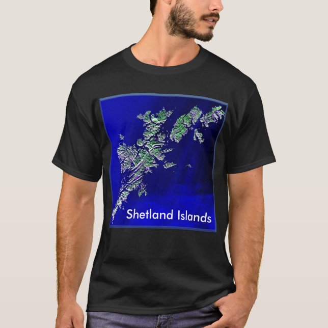 Shetland Islands Map Mens Dark Basic T-shirt (Frente)