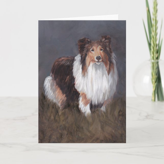 Shetland Sheepdog Sheltie Dog Art Cartão de Saudaç (Frente)