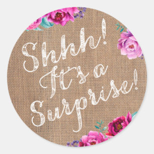 Shhh! Etiquetas roxas do envelope do partido de