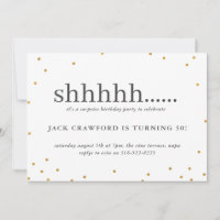Shhhh, convite de aniversário surpresa