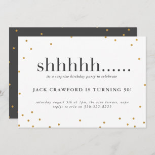 Shhhh, convite de aniversário surpresa