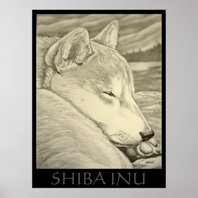 Shiba Inu Art Poster Dog Art Poster Shiba Inu Gift (Frente)