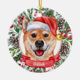 Shiba Inu Cachorro Personalizado Enfeites de natal