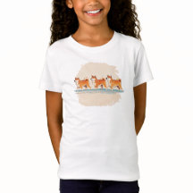 shiba inu fofo caminhando em t-shirt de linha