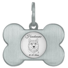 Shiba Inu Minimalist Line Art Personalized Tag