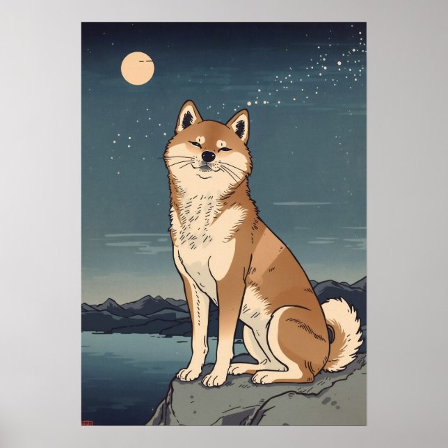 Shiba Inu Night Sky Poster (Frente)