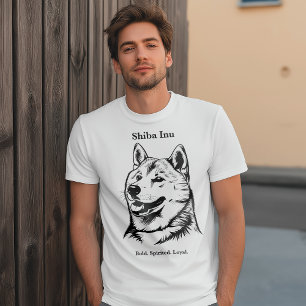 Shiba Inu Retrait Black Line Ilustration T-Shirt