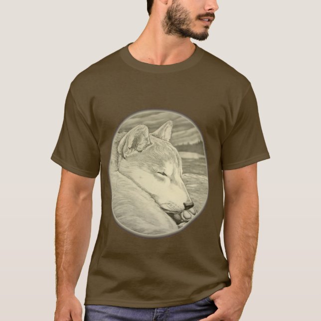 Shiba Inu T-shirt Camisetas de cão masculinas (Frente)