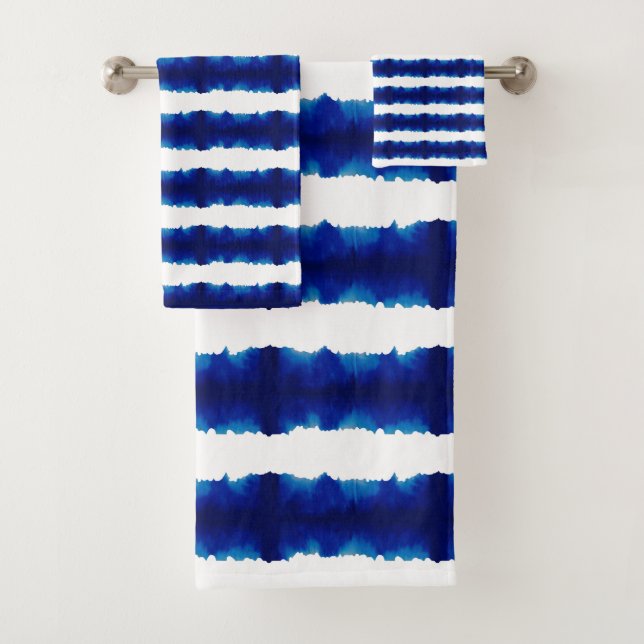 Shibori Tie Dye Blue Boho Bath Toalha (Insitu)