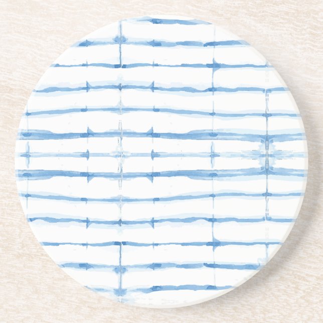 Shibori Tie Dye Blue Line Porta copos (Frente)