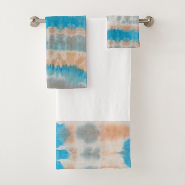 Shibori Tie Dye Blue Orange Boho Toalha (Insitu)