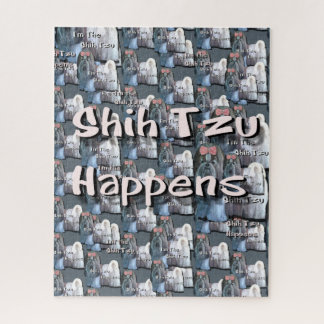 Shih Tzu acontece quebra-cabeça de serra de vaivém