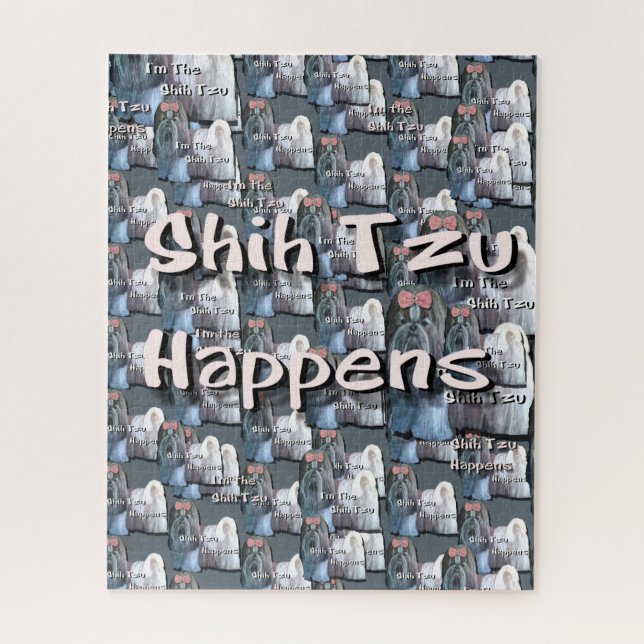 Shih Tzu acontece quebra-cabeça de serra de vaivém (Vertical)