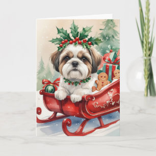 Shih Tzu Cartão de Saudação de Natal